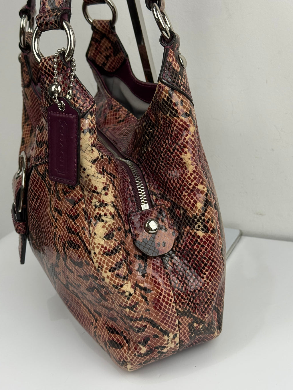 Vintage Coach Soho Lynn Python Inspired Leather Bag Hobo Bag 00s Y2K