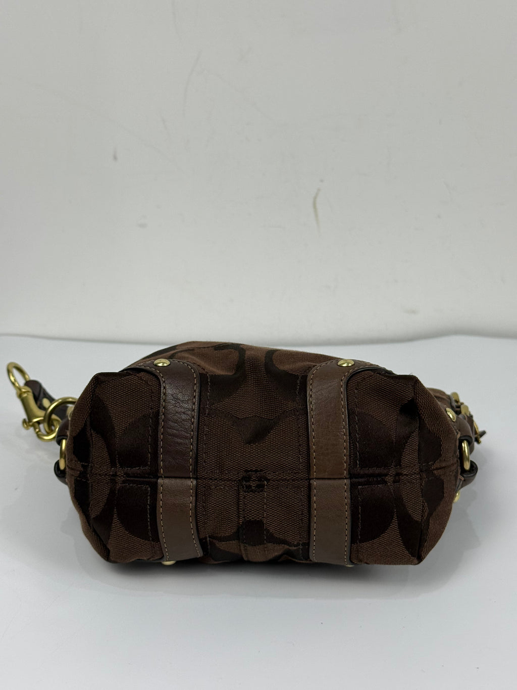 Vintage Coach Mini Carly Shoulder Bag Dark Brown Signature Handbag 00s Y2K