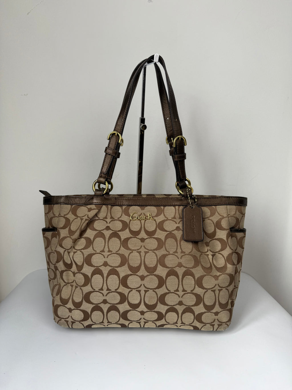 Vintage Coach Signature Taylor Tote Bag Camel Brown Coach Canvas Shoulder Bag Y2K