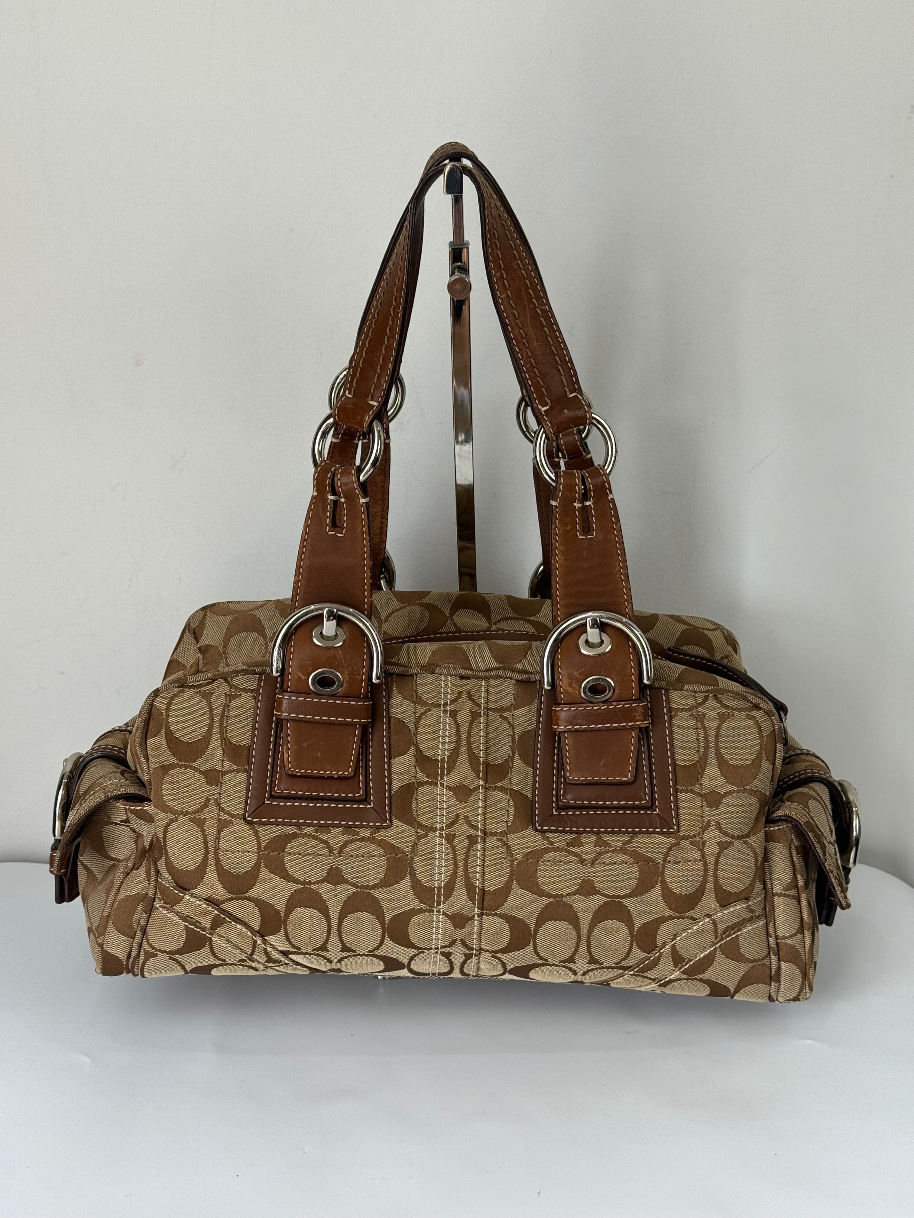 Rare Vintage Coach Dark Brown Boston Satchel Soho Mia Signature Shoulder Bag 00s Y2K