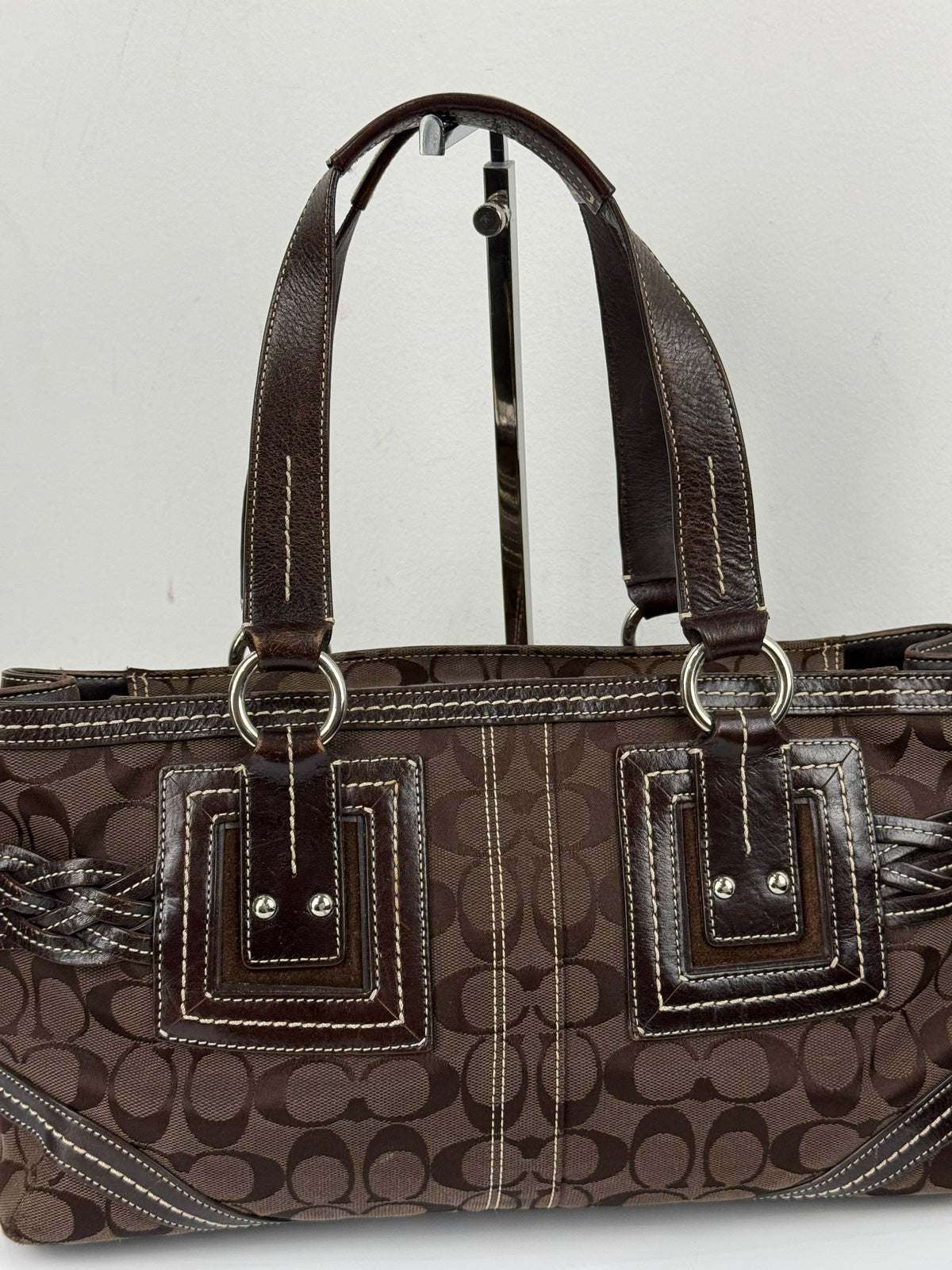 Vintage Coach Dark Brown Soho Satchel Bag Coach Signature Handbag 00s Y2K