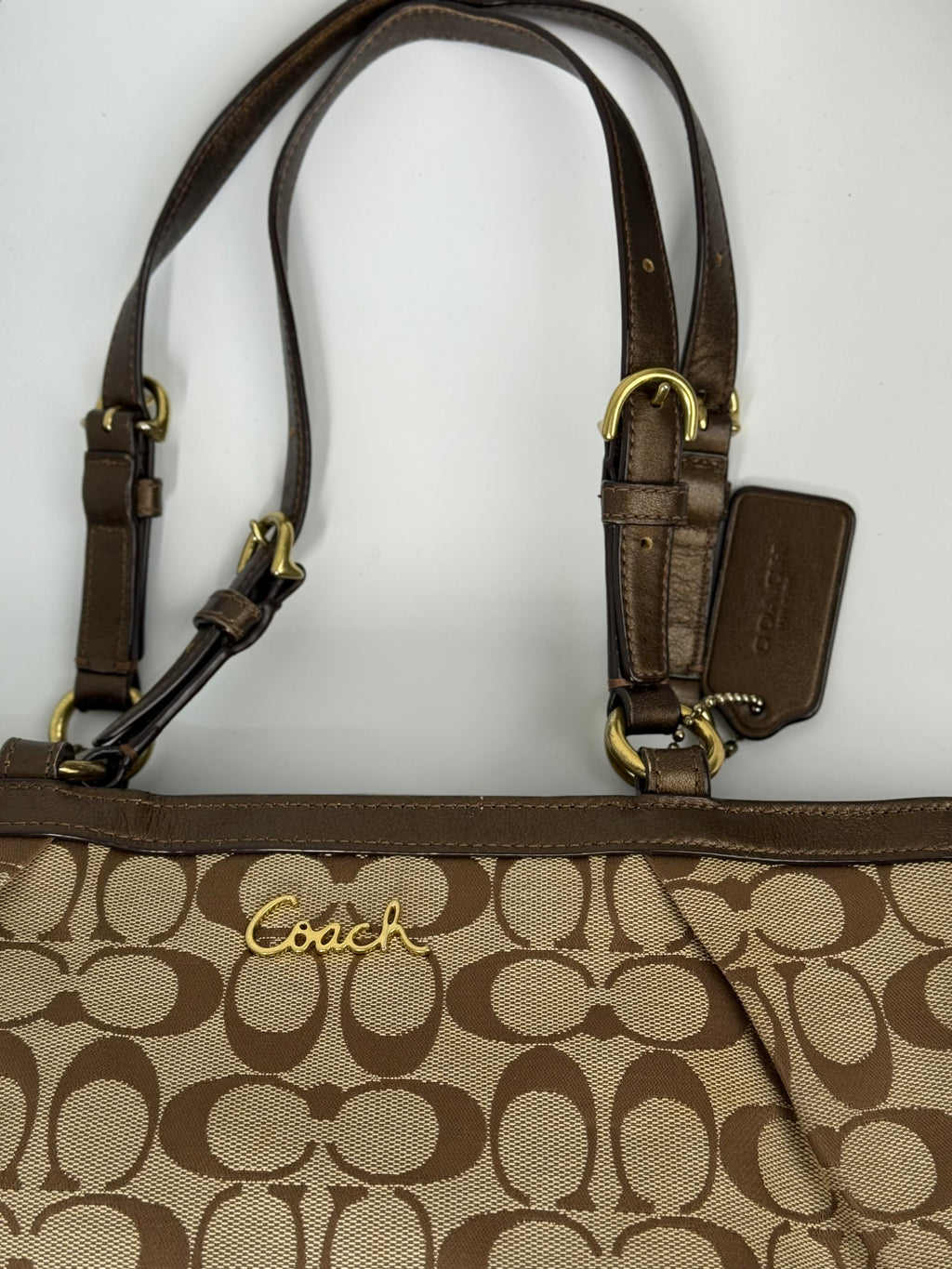 Vintage Coach Signature Taylor Tote Bag Camel Brown Coach Canvas Shoulder Bag Y2K