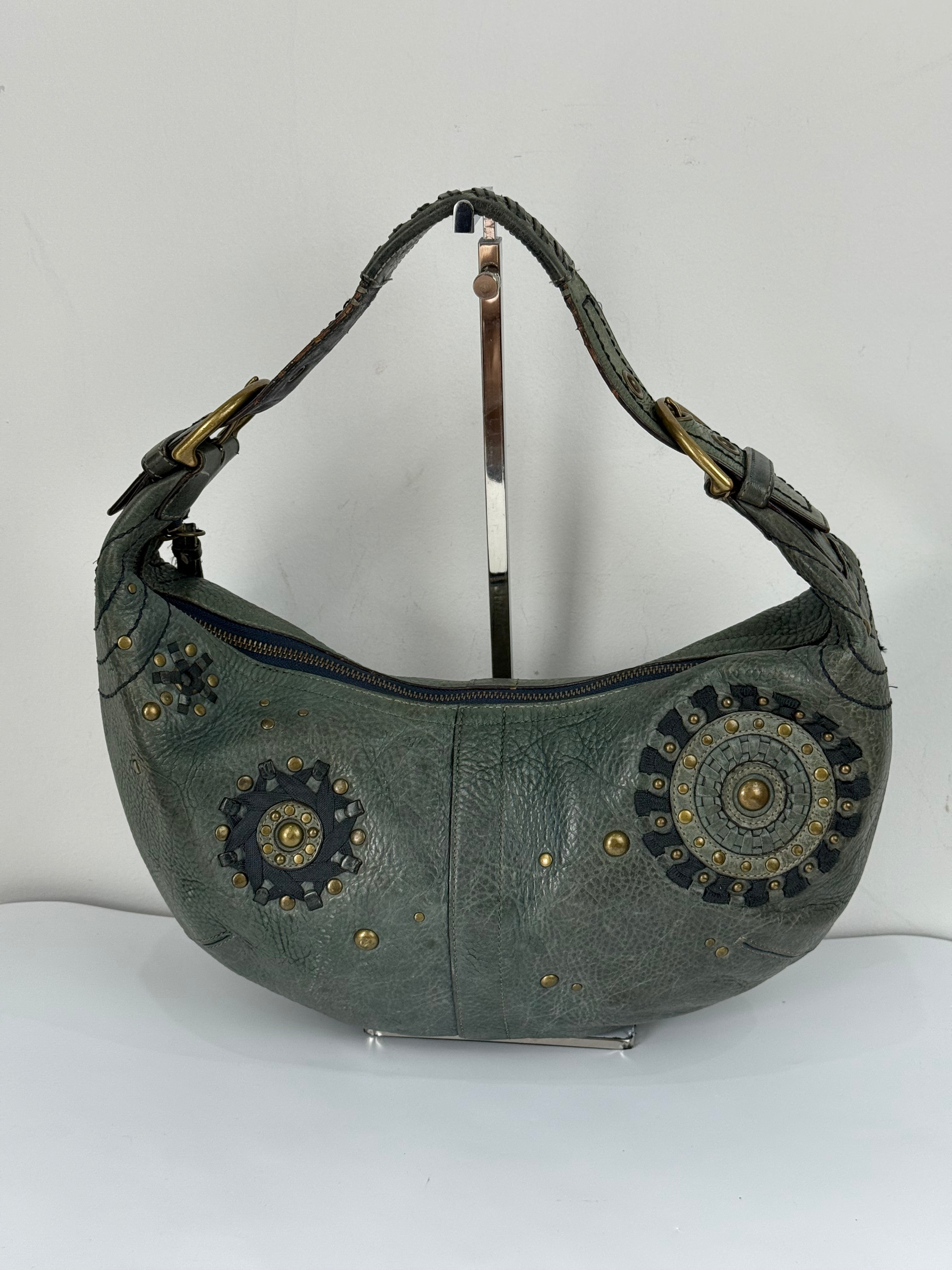 Vintage Coach Mia Studded Hobo Bag Coach Blue Leather Y2K HandBag