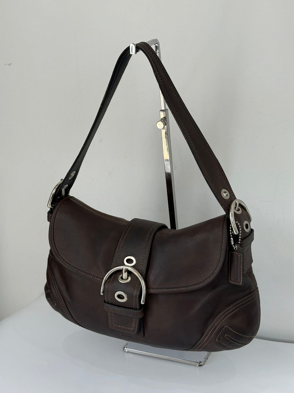 Vintage Coach Dark Brown Soho Shoulder Bag Coach Leather Handbag 00s Y2K