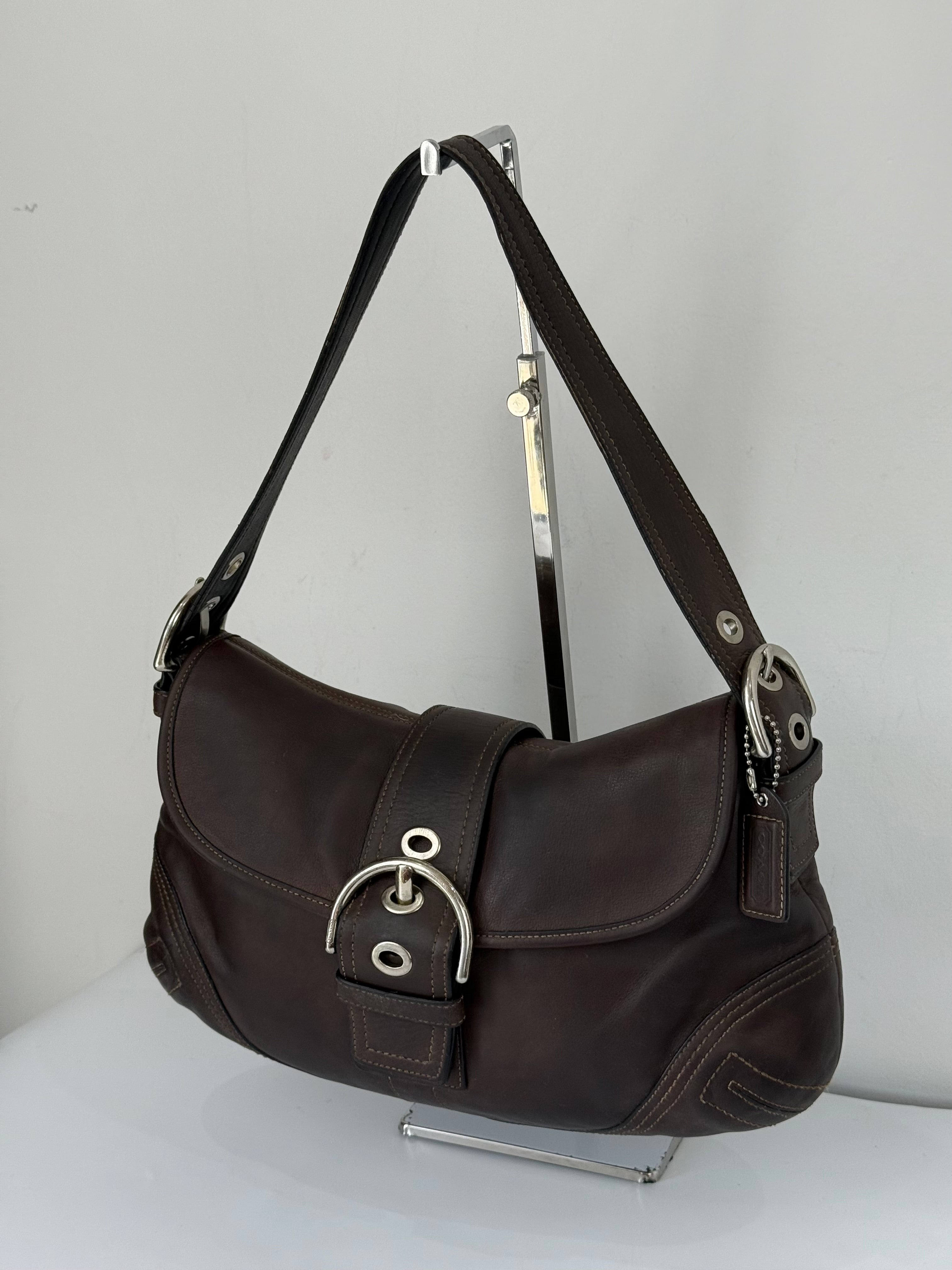 Vintage Coach Dark Brown Soho Shoulder Bag Coach Leather Handbag 00s Y2K