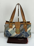 Vintage Coach Blue Denim Patchwork TurnLock HandBag Coach Y2K Leather Bag