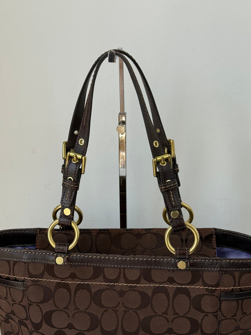 Vintage Coach Gallery Tote Bag Brown Signature Shoulder Bag 00s Y2K