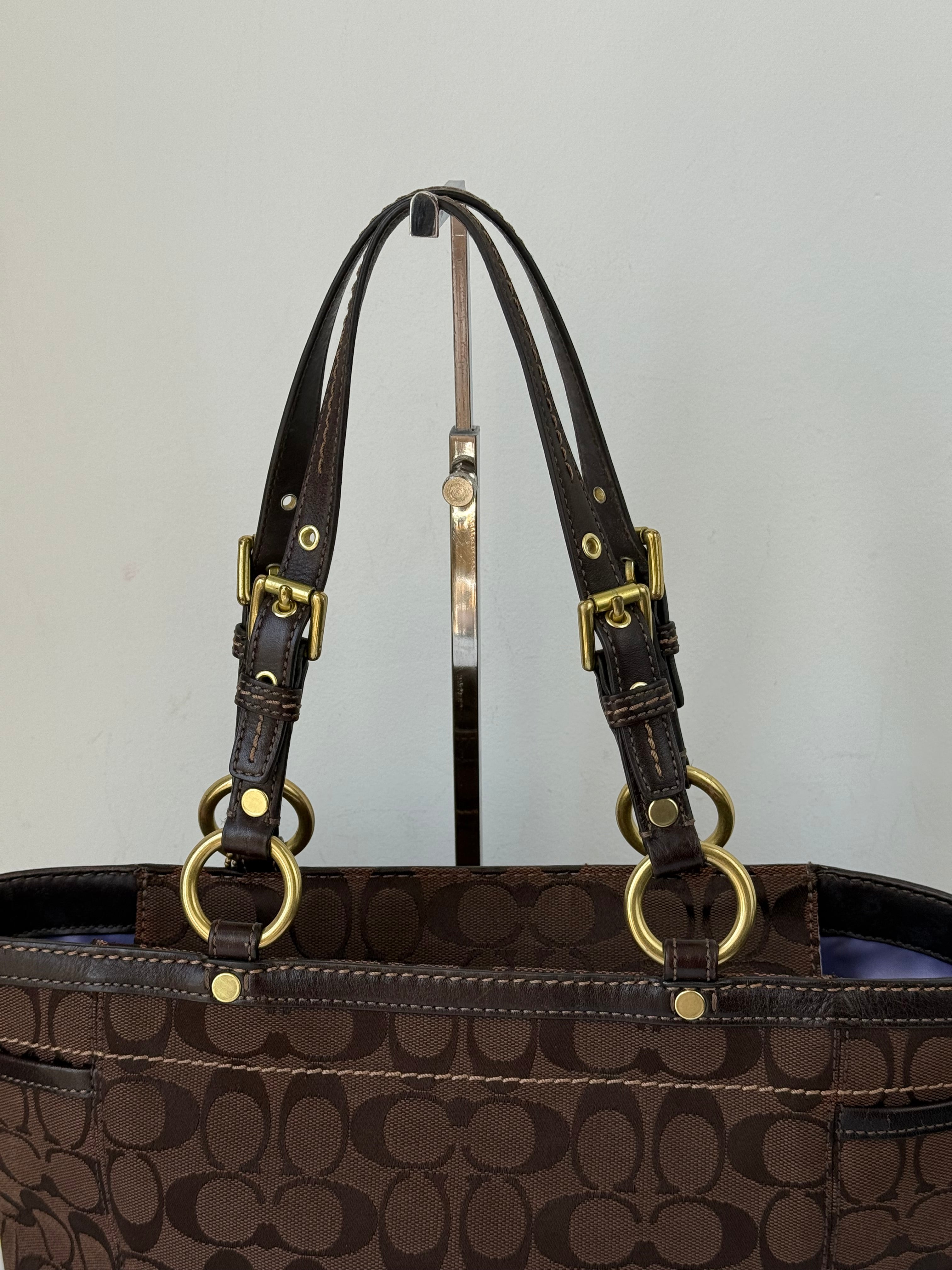 Vintage Coach Gallery Tote Bag Brown Signature Shoulder Bag 00s Y2K