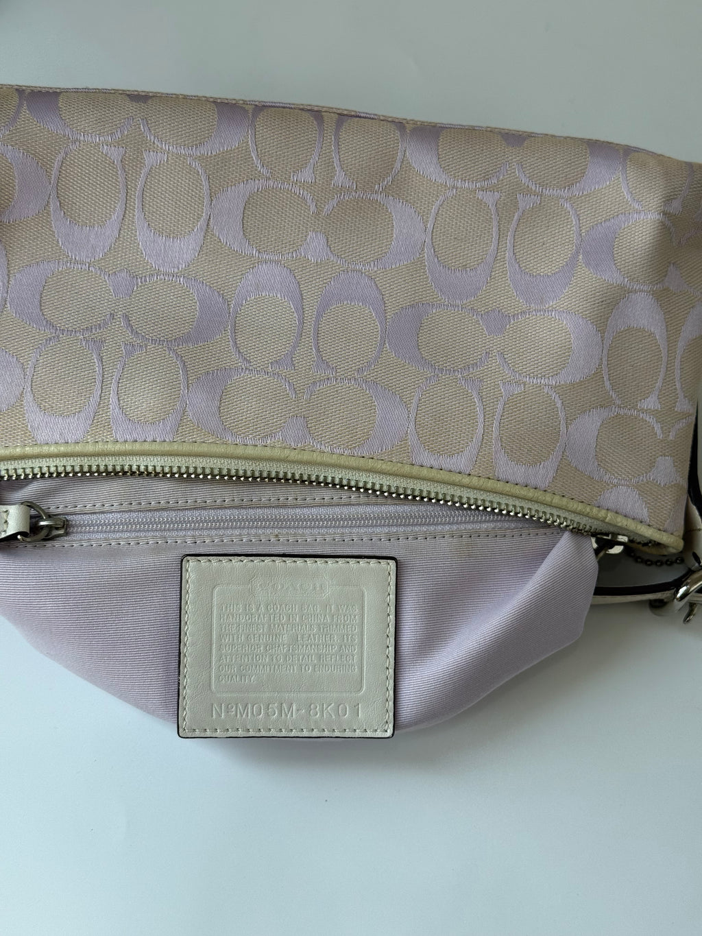 Vintage Coach Baguette East West Bag Lilac Signature Canvas Shoulder Bag Y2K