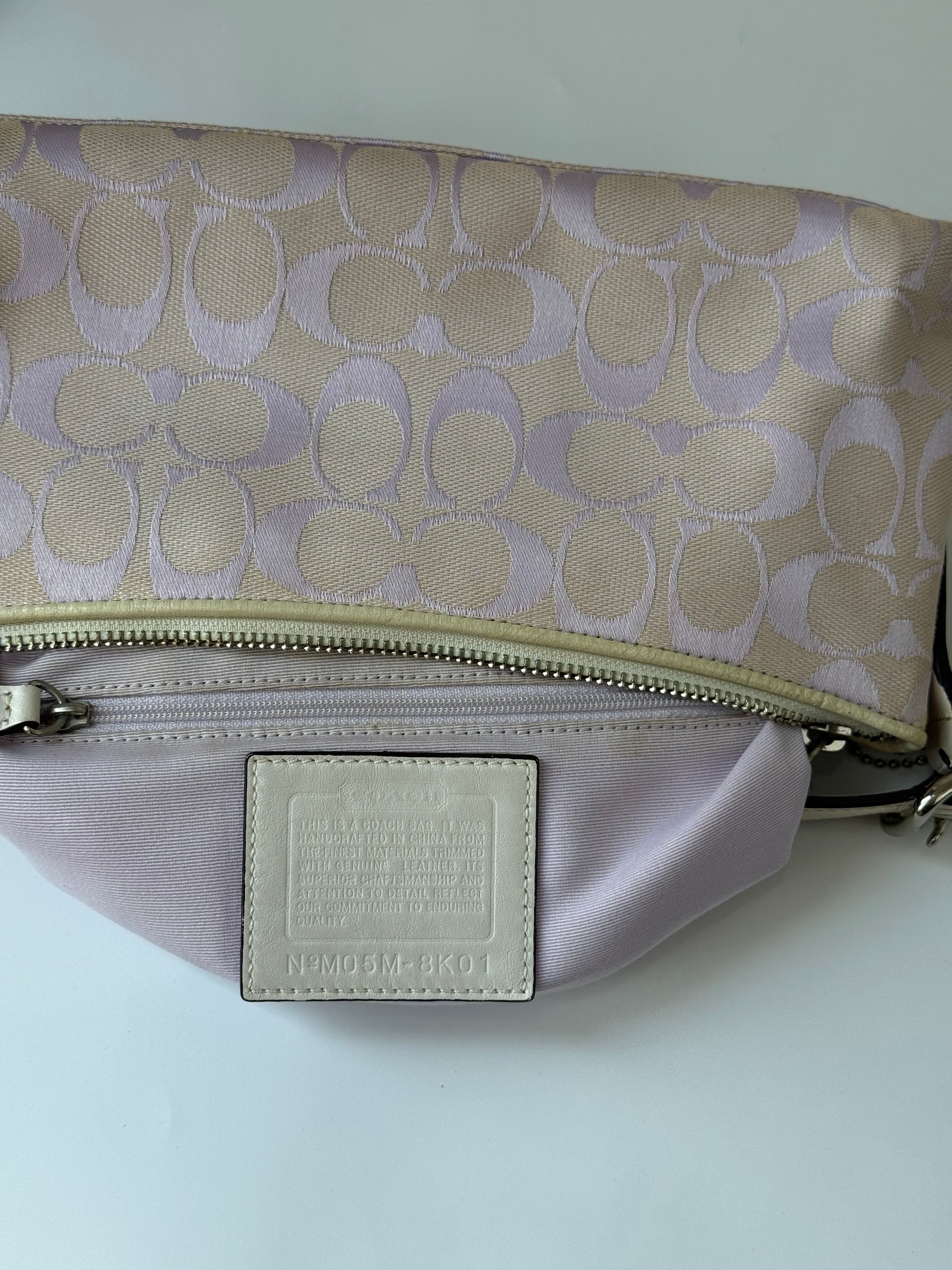 Vintage Coach Baguette East West Bag Lilac Signature Canvas Shoulder Bag Y2K