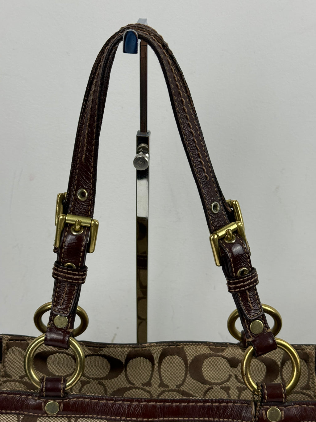 Vintage Coach Gallery Tote Bag Beige & Brown Signature Shoulder Bag 00s Y2K