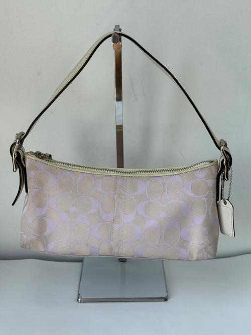 Vintage Coach Baguette East West Bag Lilac Signature Canvas Shoulder Bag Y2K