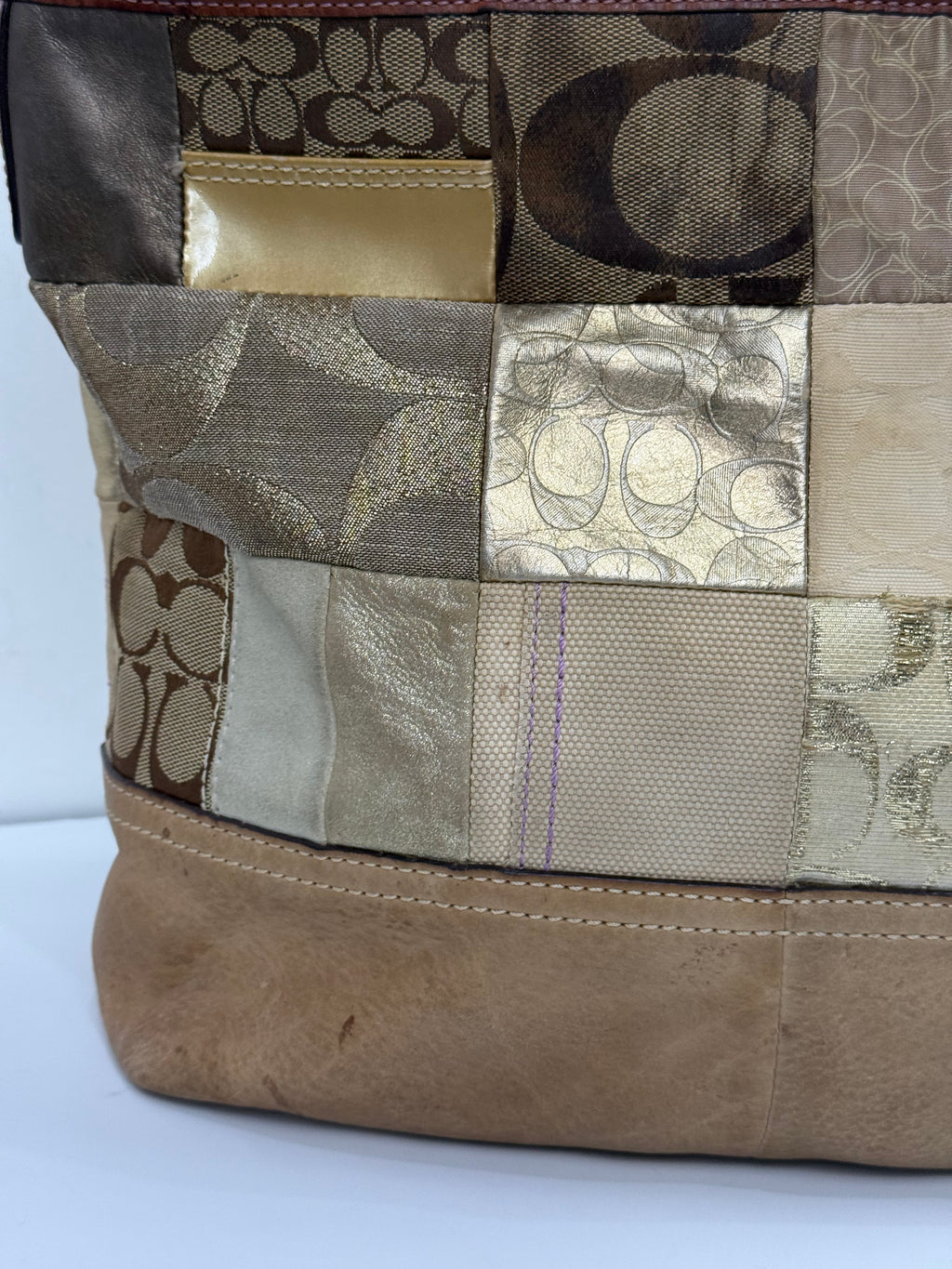 Vintage Coach Patchwork Tote Bag Coach Signature Shoulder Bag 00s Y2K