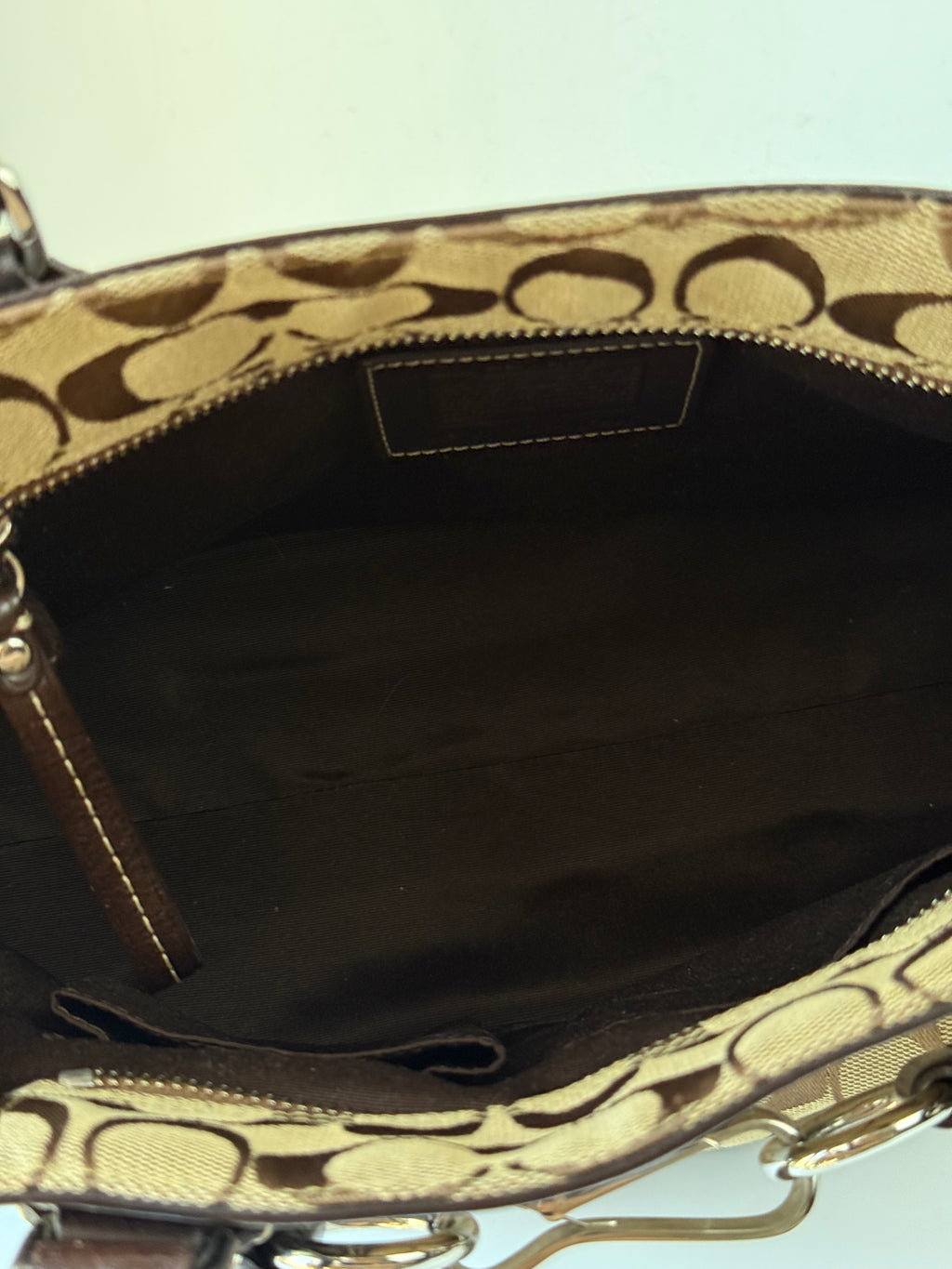 Vintage Coach Hampton Tote Bag Brown & Beige Signature Shoulder Bag 00s Y2K Handbag