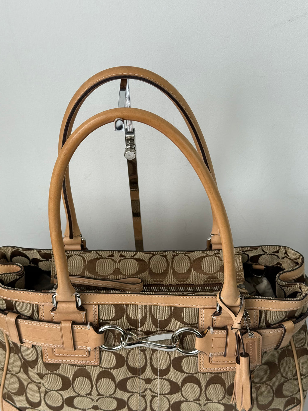 Vintage Coach Hampton Signature Tote Bag Brown and Tan Coach Canvas HandBag 00s Y2K