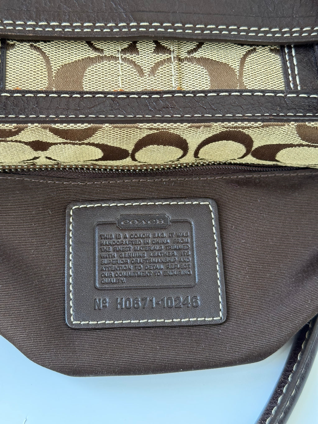 Vintage Coach Hampton Tote Bag Brown & Beige Signature Shoulder Bag 00s Y2K Handbag