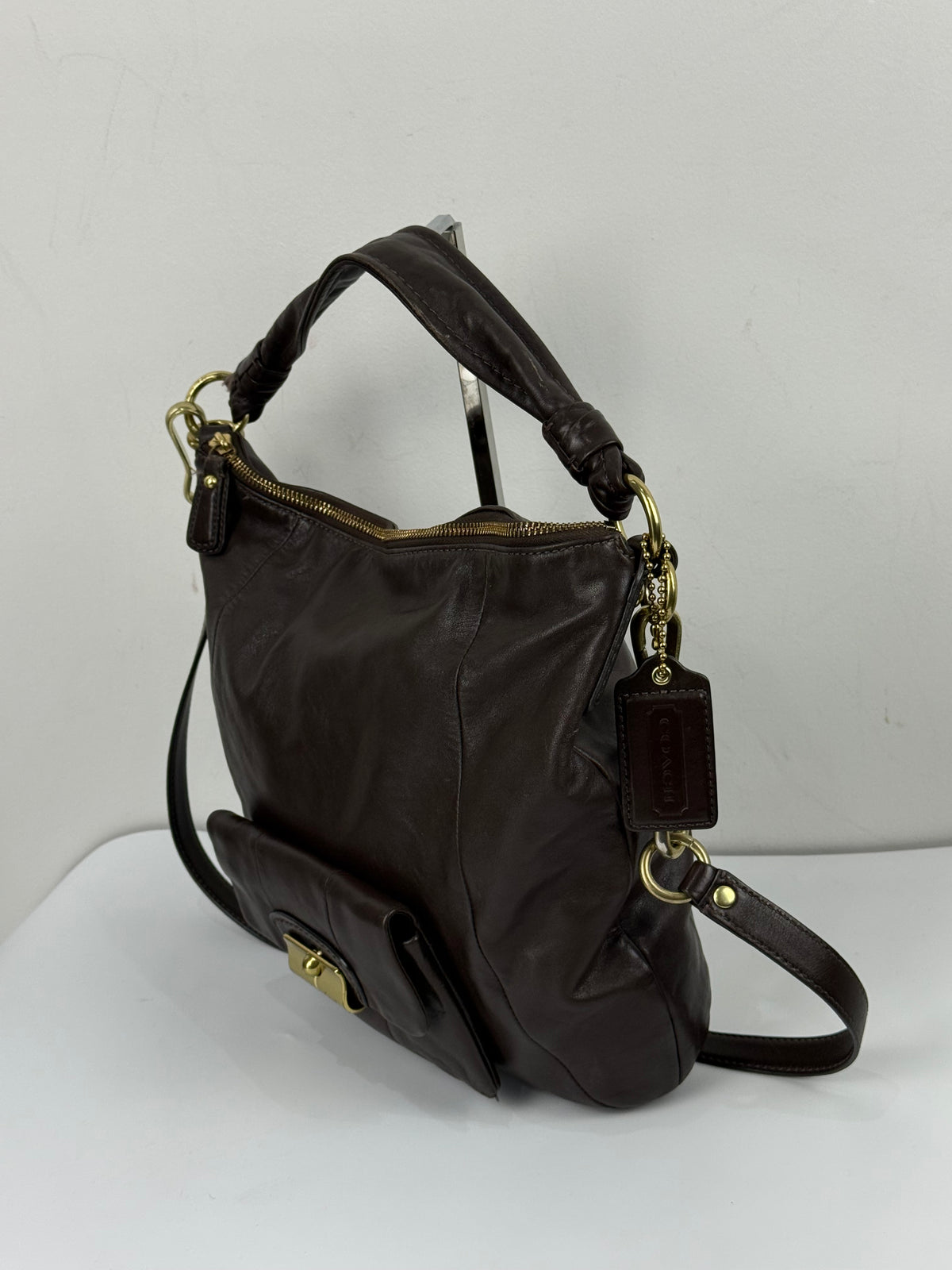 Vintage Coach Kristin Hobo Bag with Straps Dark Brown Coach Leather Handbag 00s Y2K