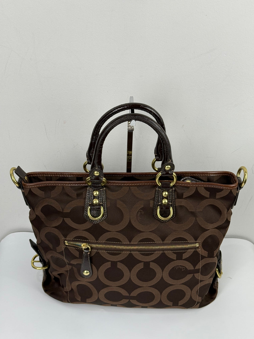 Vintage Coach Madison Op Art Julianne Tote Bag Brown Coach Signature Canvas Handbag 00s Y2K
