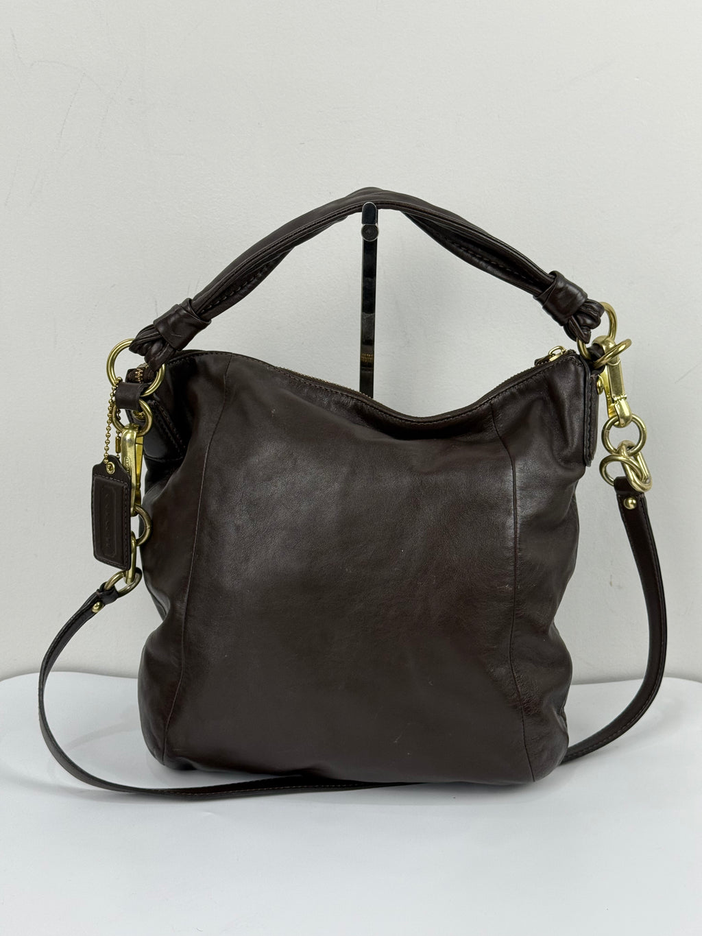Vintage Coach Kristin Hobo Bag with Straps Dark Brown Coach Leather Handbag 00s Y2K