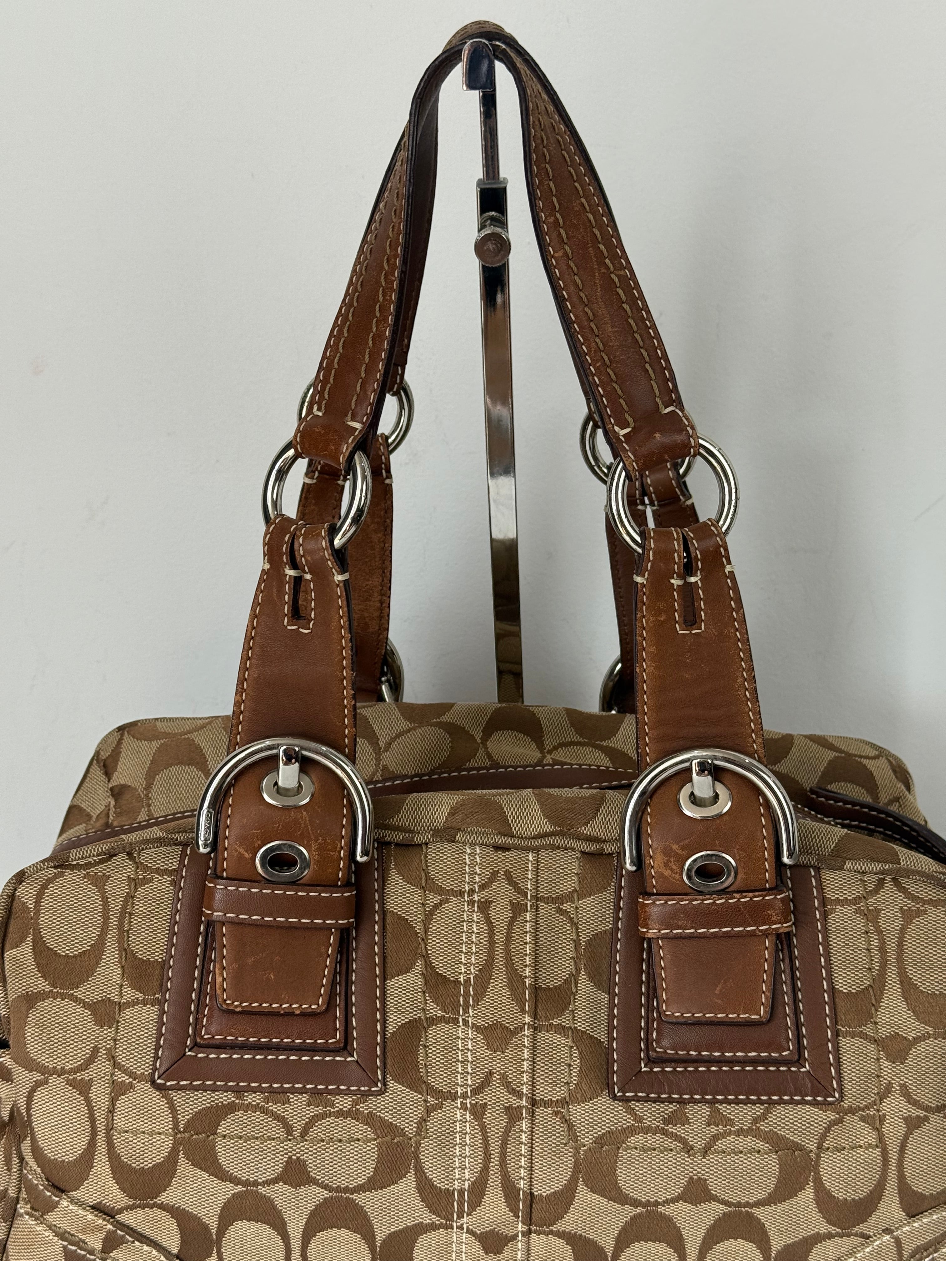 Rare Vintage Coach Dark Brown Boston Satchel Soho Mia Signature Shoulder Bag 00s Y2K