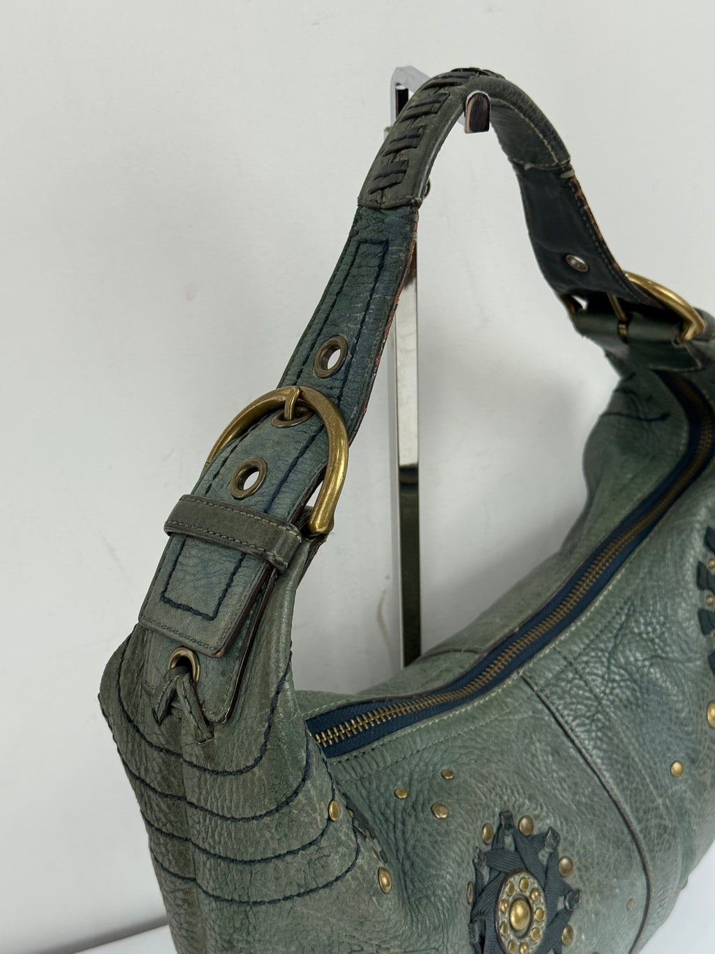 Vintage Coach Mia Studded Hobo Bag Coach Blue Leather Y2K HandBag