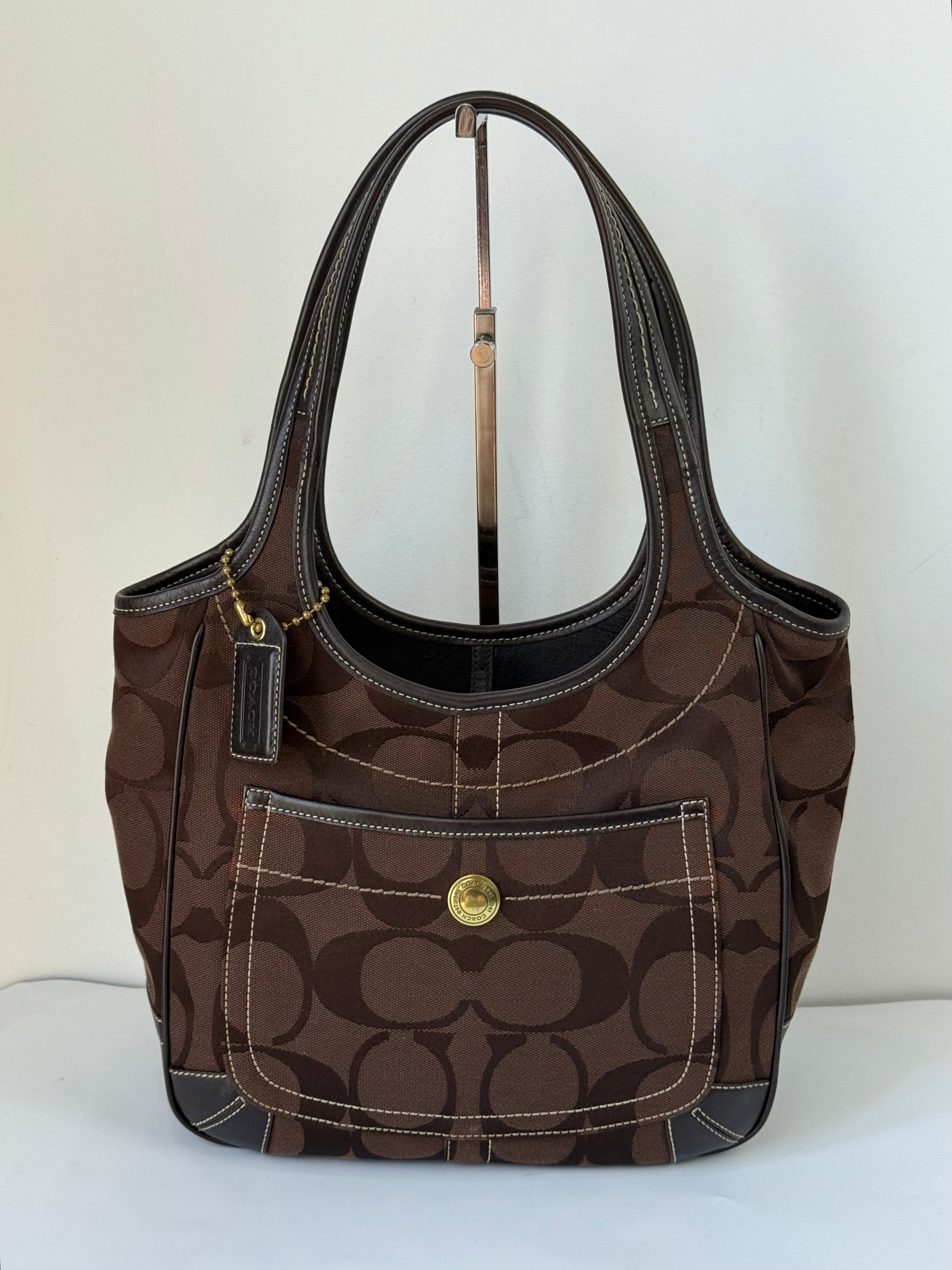 Vintage Coach Brown Ergo Shoulder Bag Coach Signature Handbag 00s Y2K