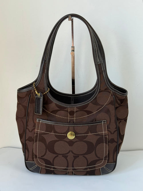 Vintage Coach Brown Ergo Shoulder Bag Coach Signature Handbag 00s Y2K