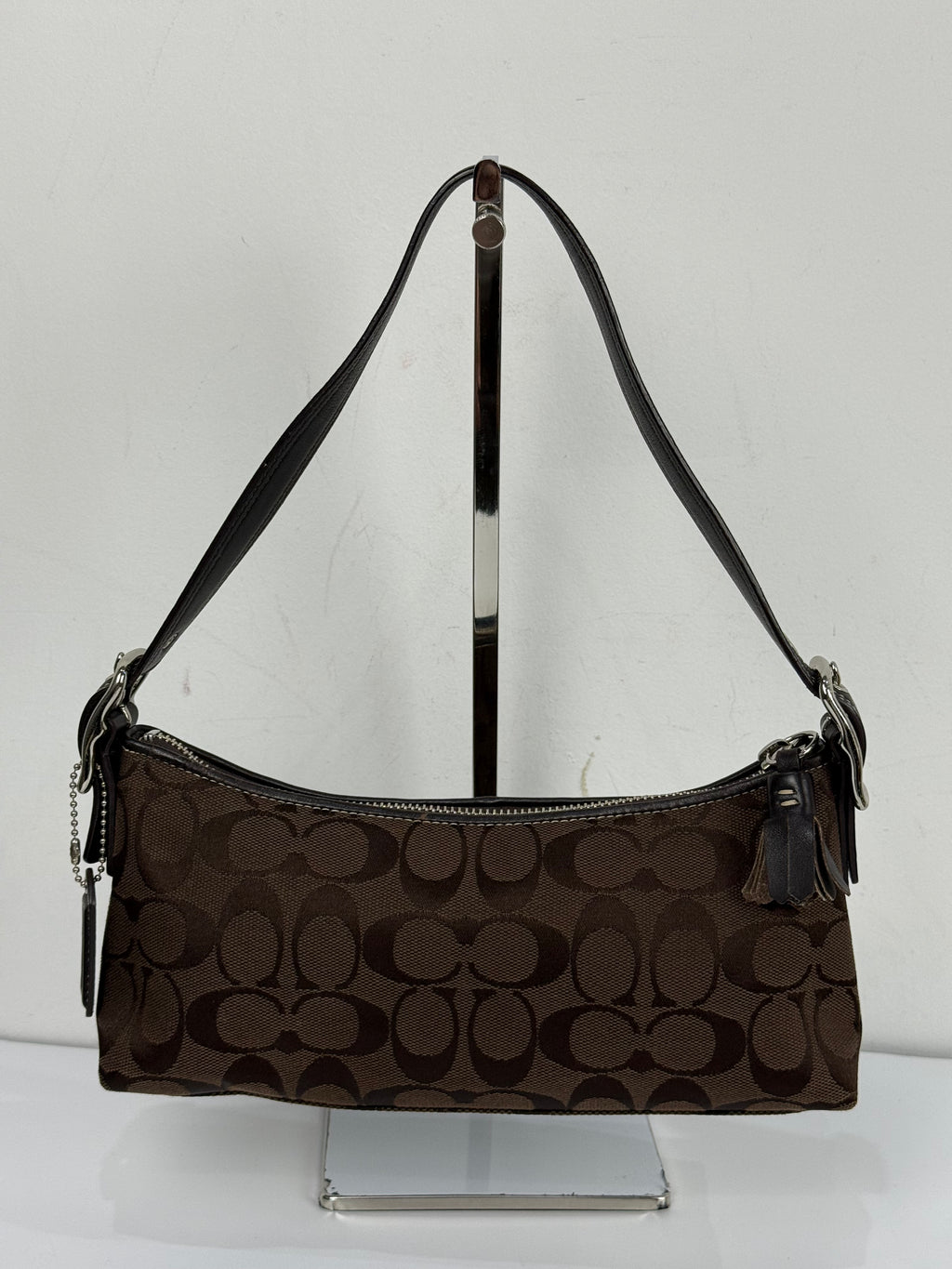 Vintage Coach Baguette East West Bag Brown Signature Canvas Shoulder Bag Y2K