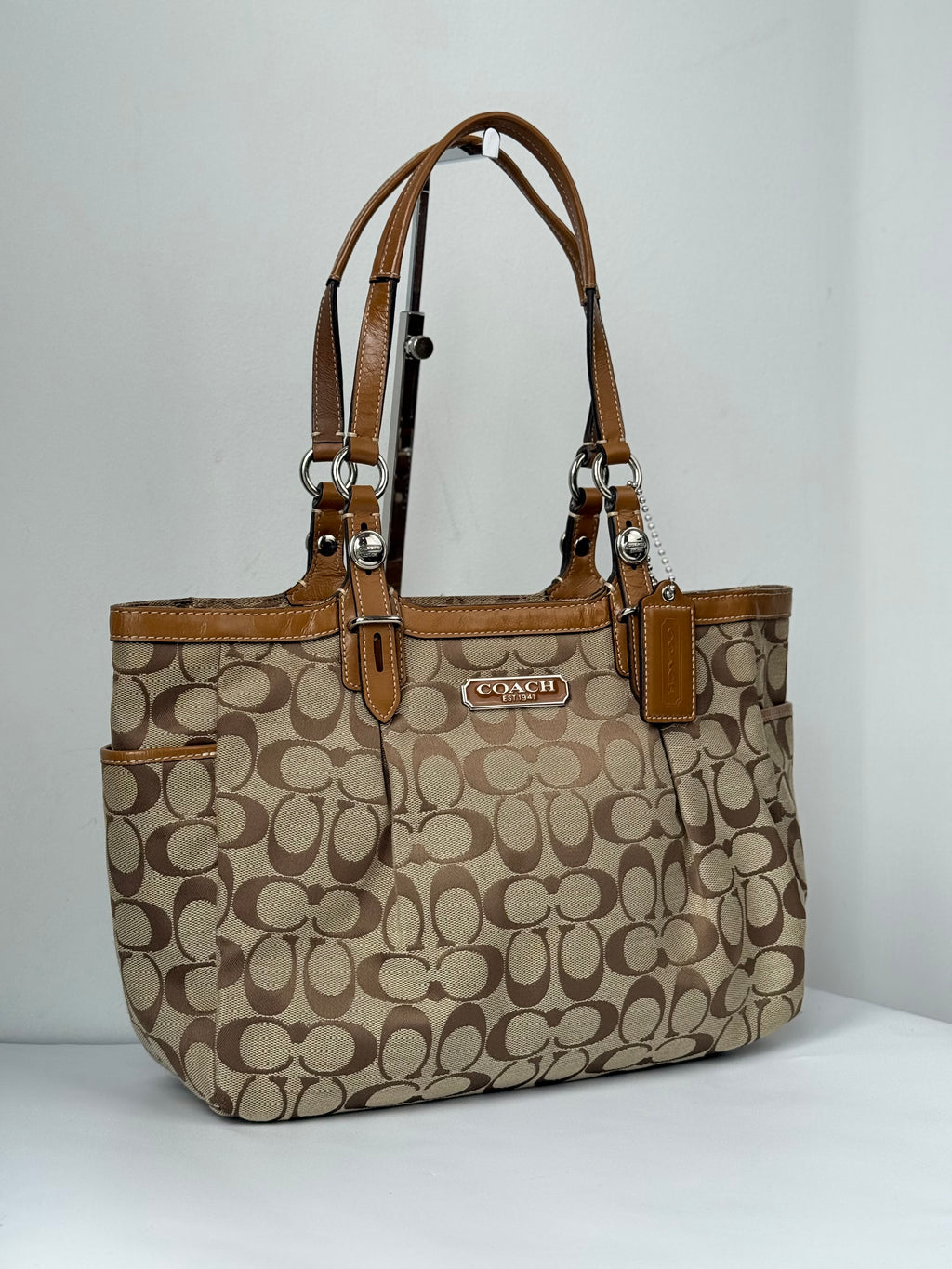 Vintage Coach Gallery Signature Tote Bag Brown & Beige Canvas Shoulder Bag 00s Y2K