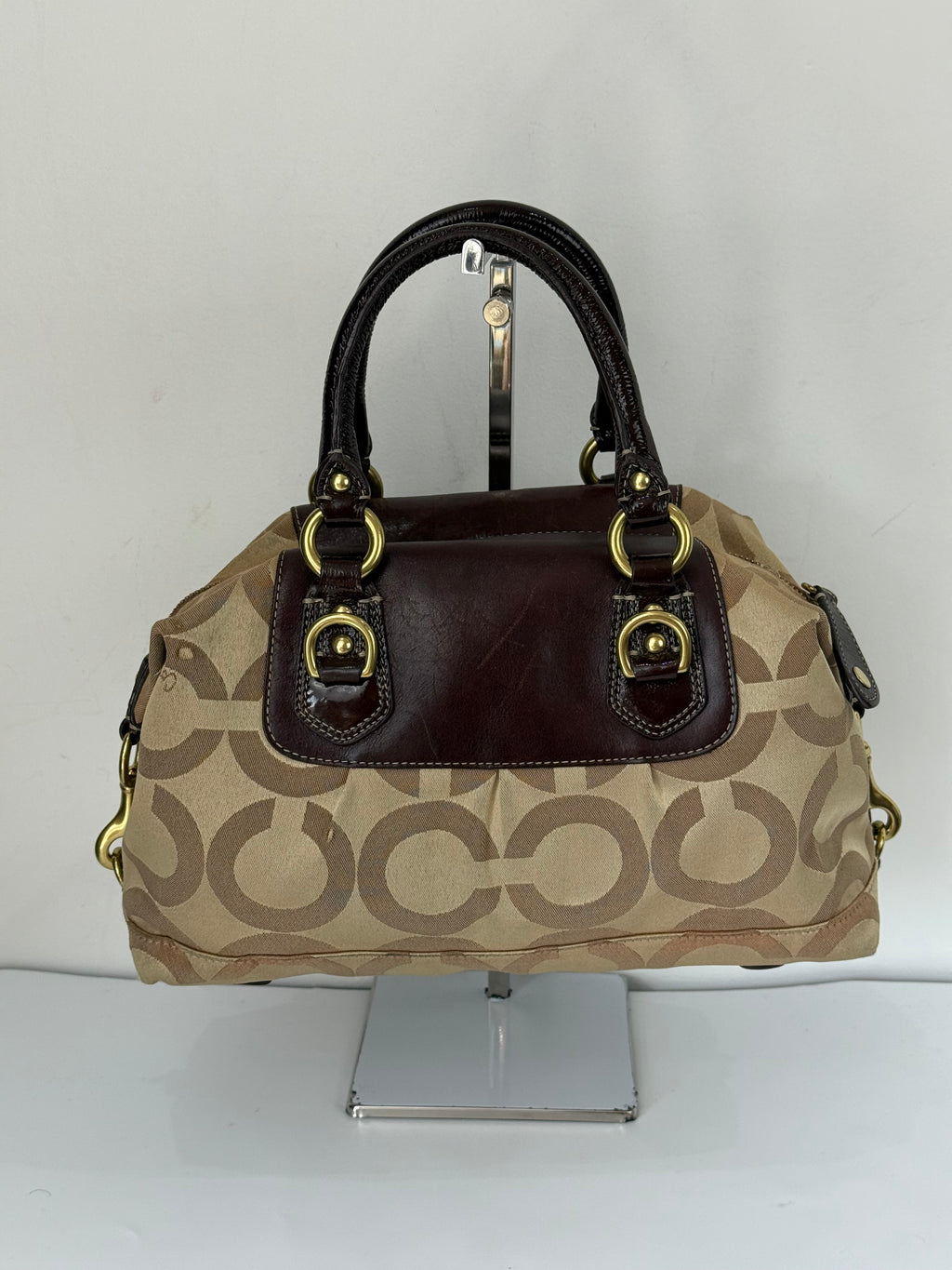 Vintage Beige Coach Optic Signature Madison Sabrina Satchel Bag 00s Coach Y2K Handbag