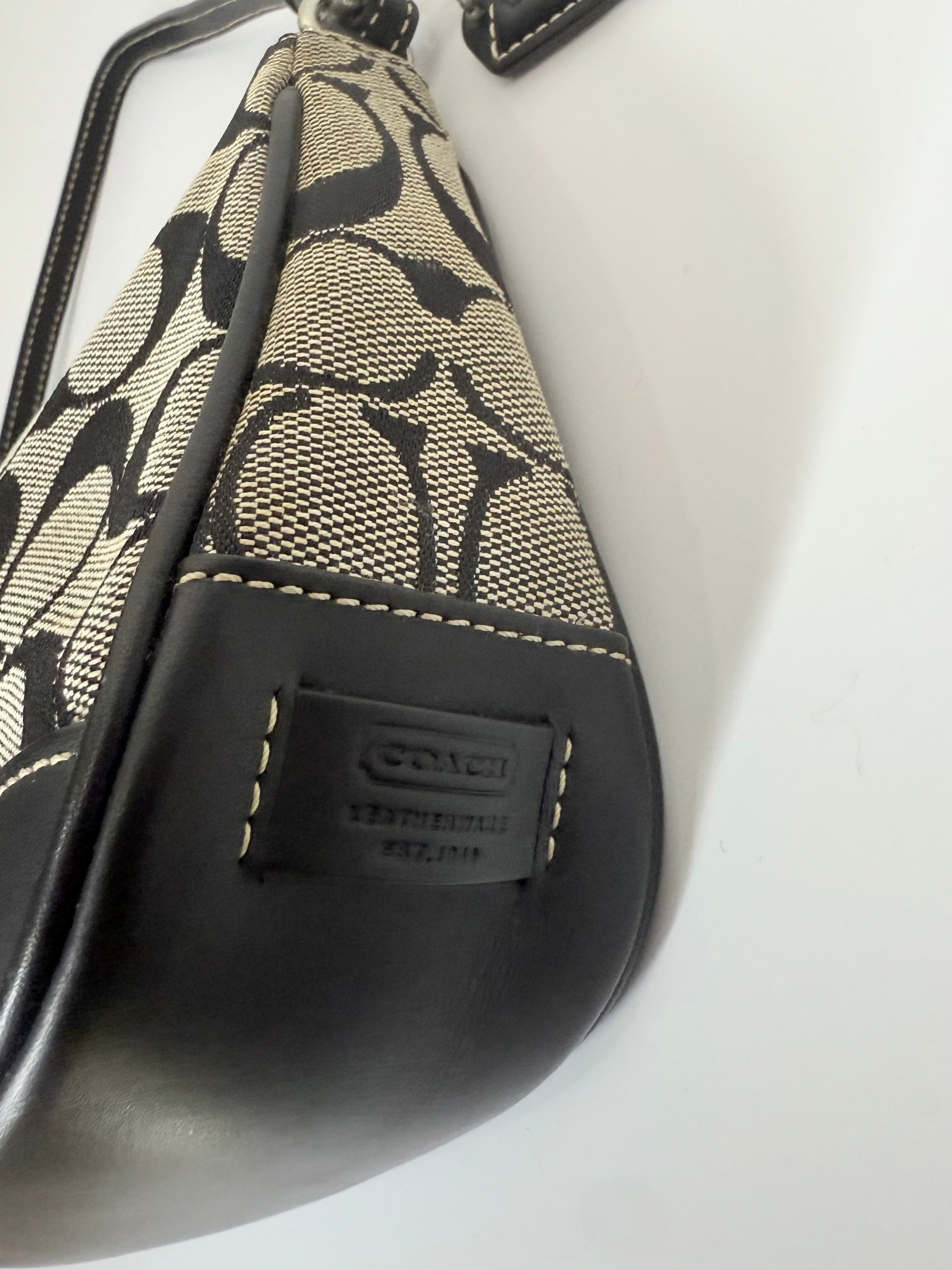Vintage Coach Signature Demi Bag Coach Grey Black Canvas Small Handbag 00s Y2K