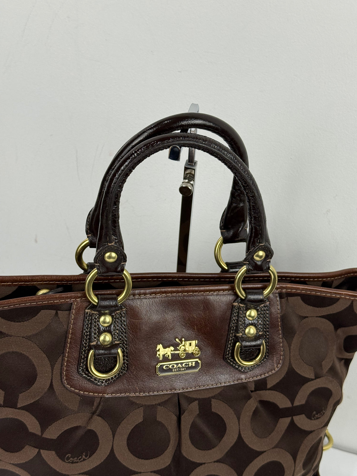 Vintage Coach Madison Op Art Julianne Tote Bag Brown Coach Signature Canvas Handbag 00s Y2K