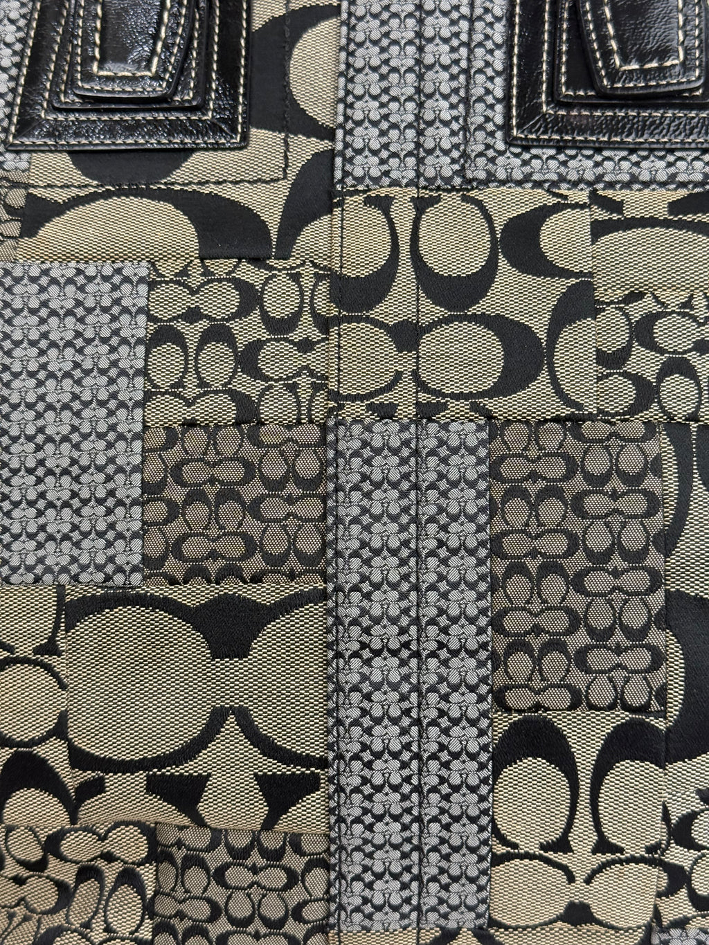 Vintage Coach Patchwork Tote Bag Coach Black/Grey Signature Handbag 00s Y2K