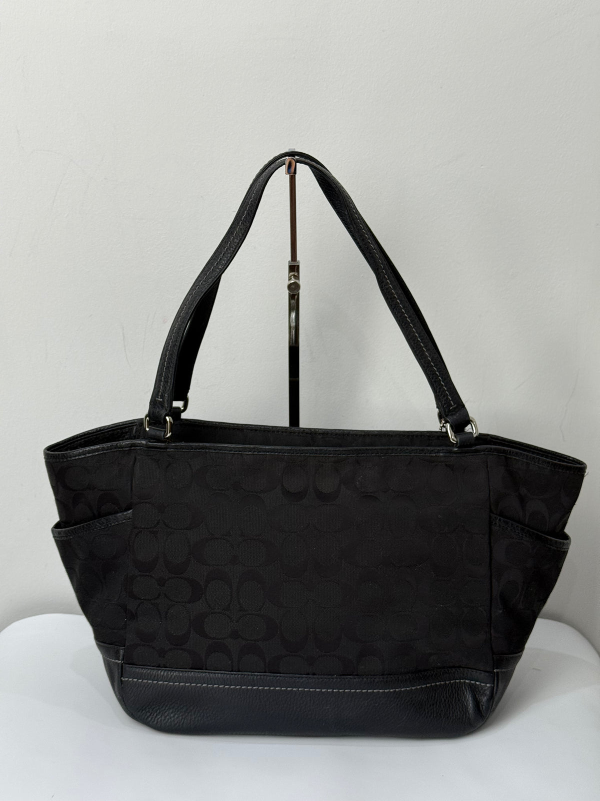 Vintage Coach Park Signature Carrie Tote Bag Black Coach Canvas Handbag 00s Y2K