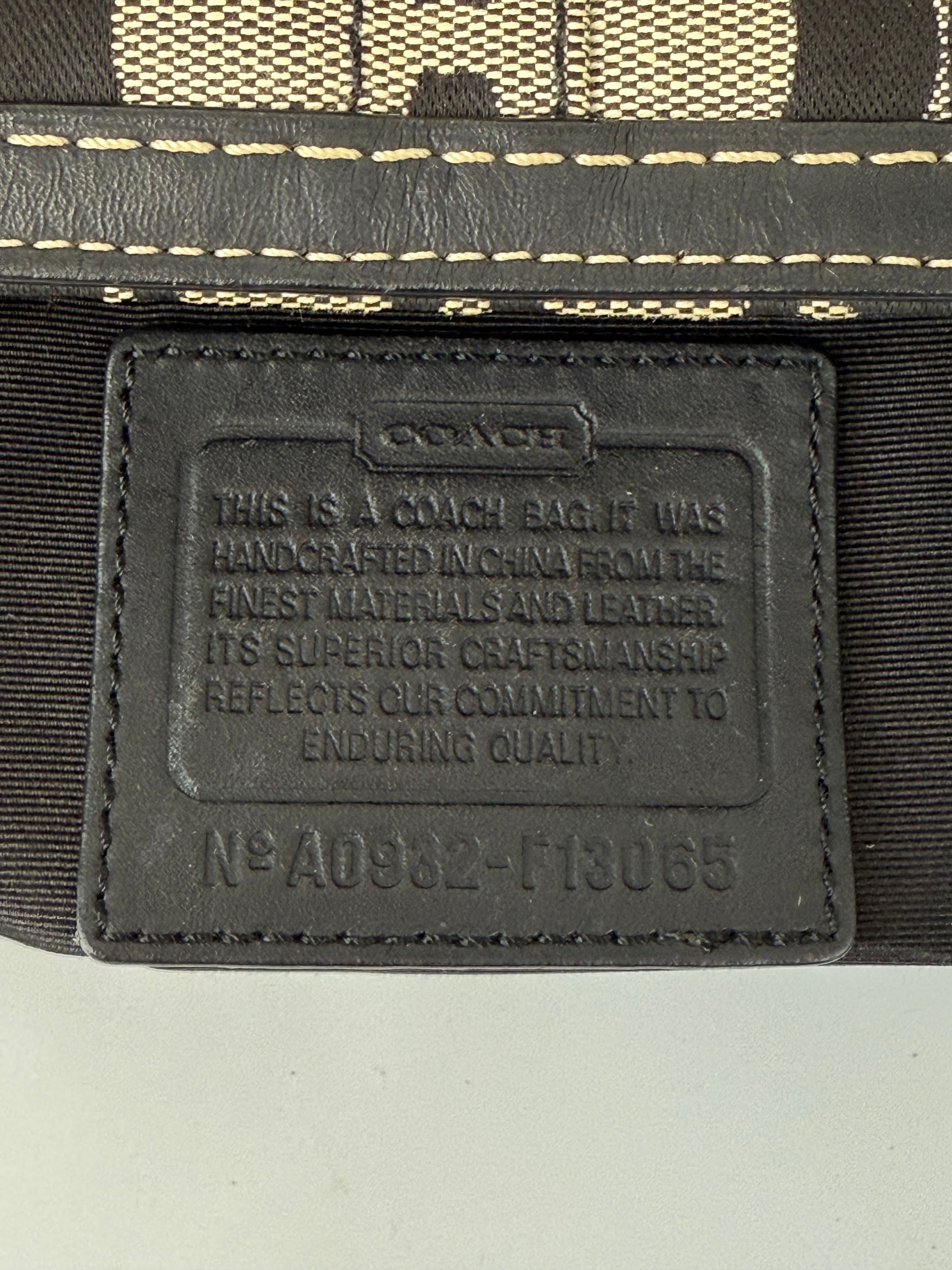 Vintage Coach Hampton Signature Tote Bag Grey and Black Coach Canvas HandBag 00s Y2K