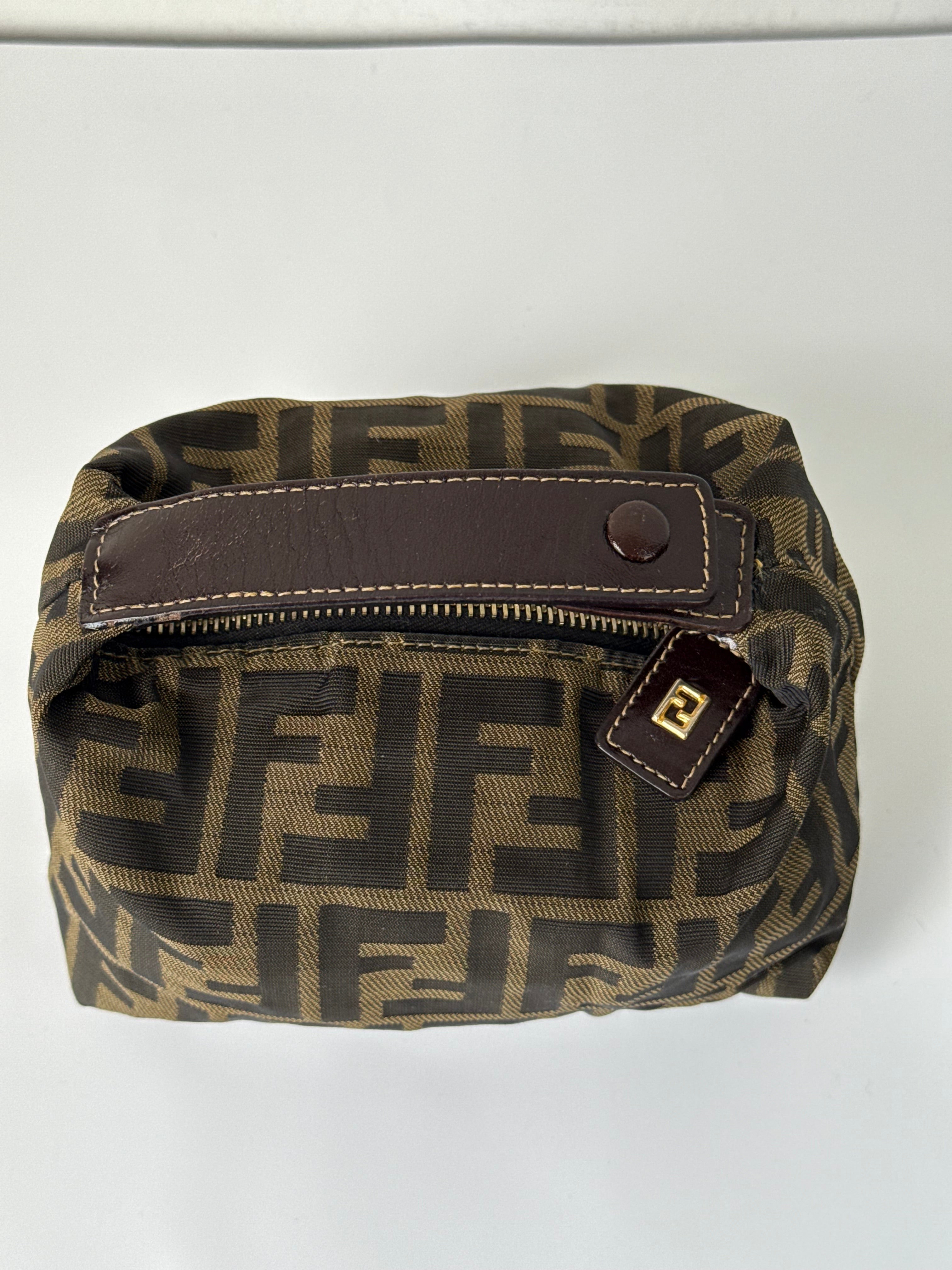 Vintage Fendi Zucca Mini Baguette Bag Brown and Black Canvas Fendi Handbag 00s Y2K