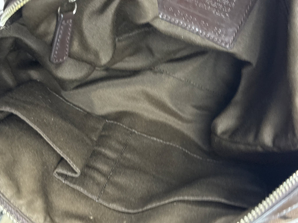 Vintage Coach Signature Stripe Pocket Satchel Bag Dark Brown Tote Bag Y2K