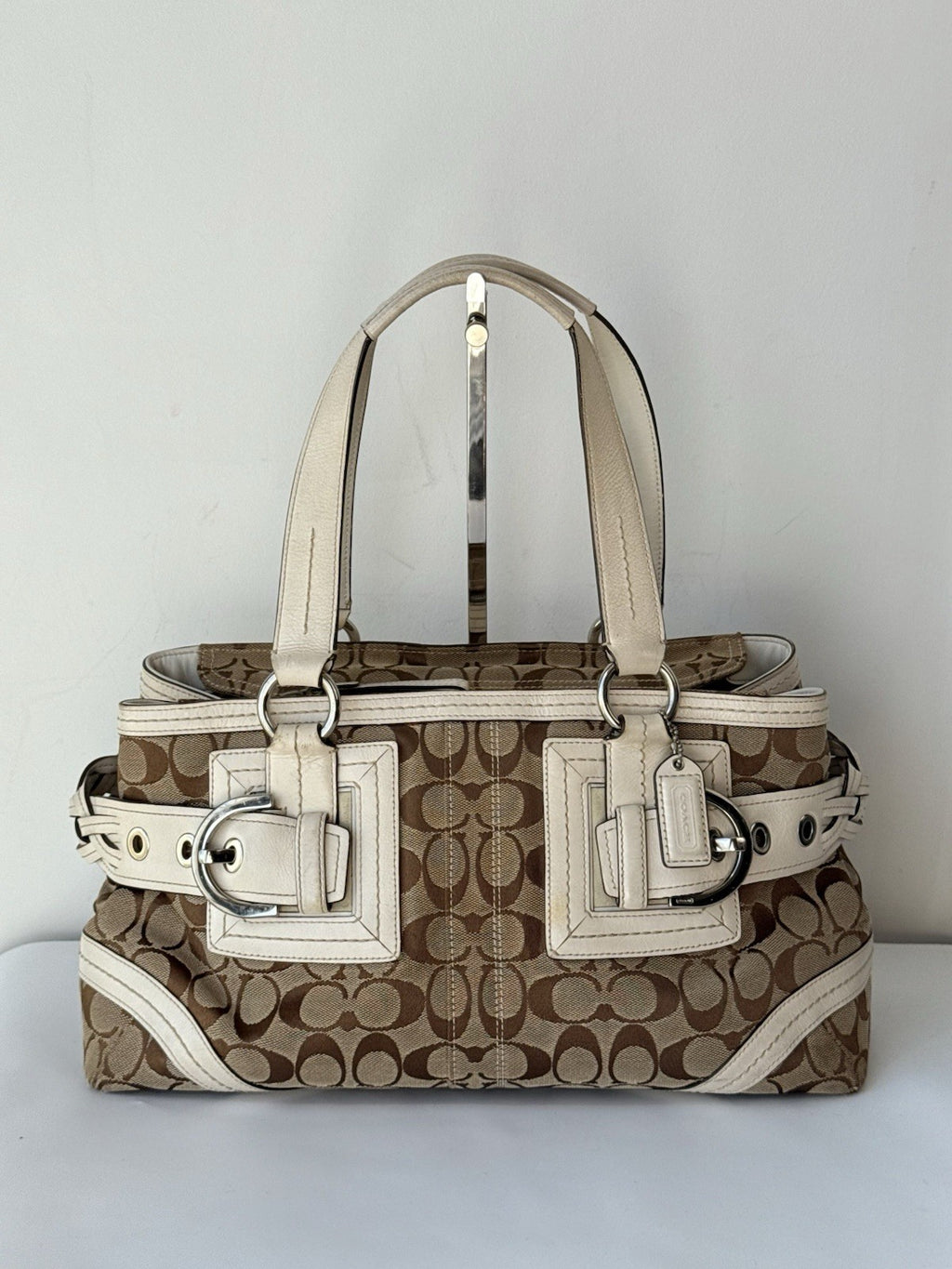 Vintage Coach Soho Bag Beige & Brown Signature Coach Handbag 00s Y2K