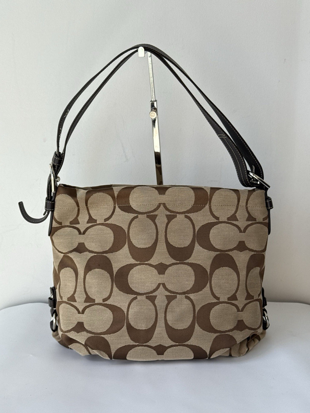 Vintage Coach Hobo Bag Brown & Beige Signature Crossbody Bag 00s Y2K