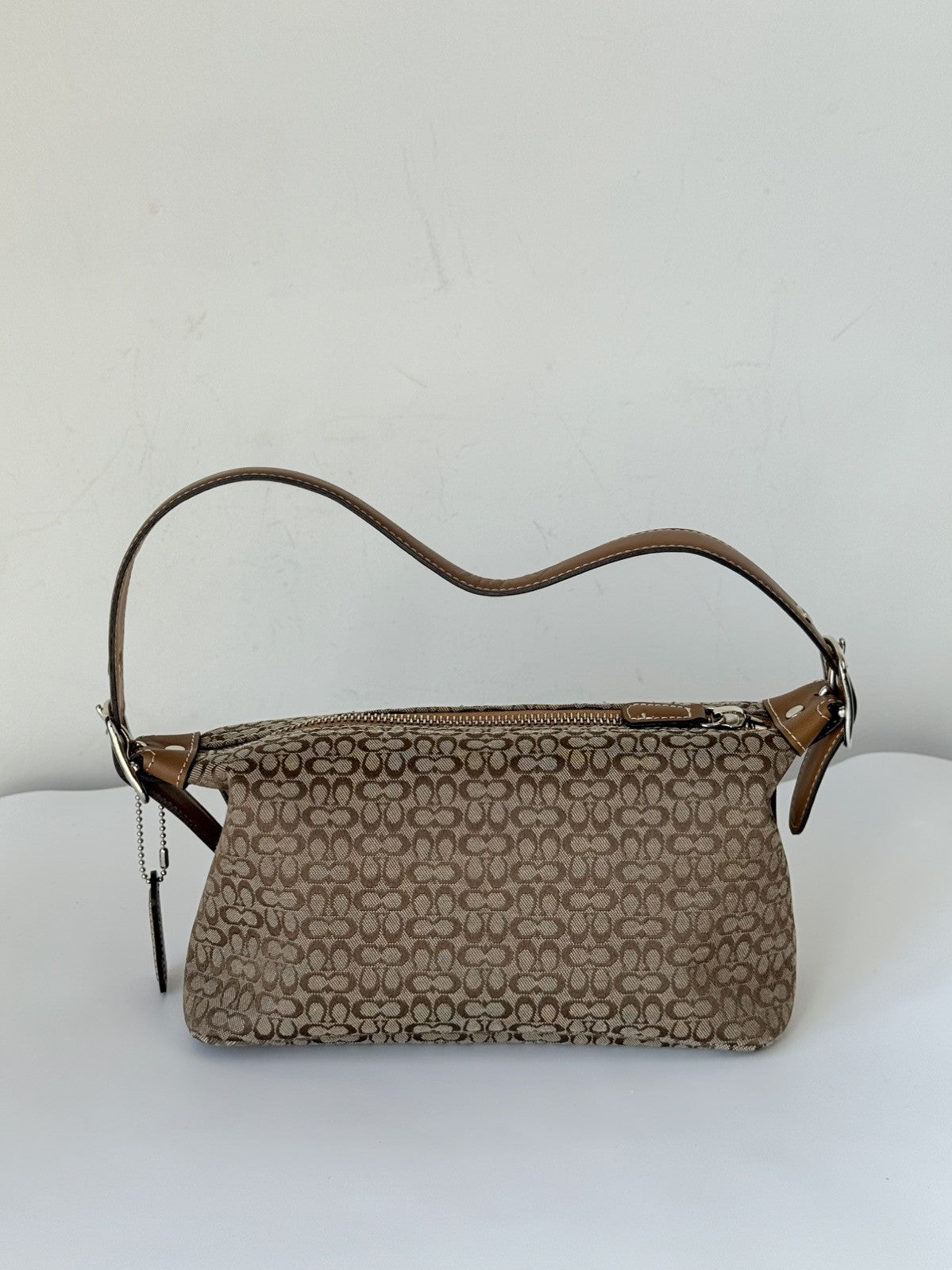 Vintage Coach East West Bag Tan & Beige  Coach Signature Handbag 00s Y2K