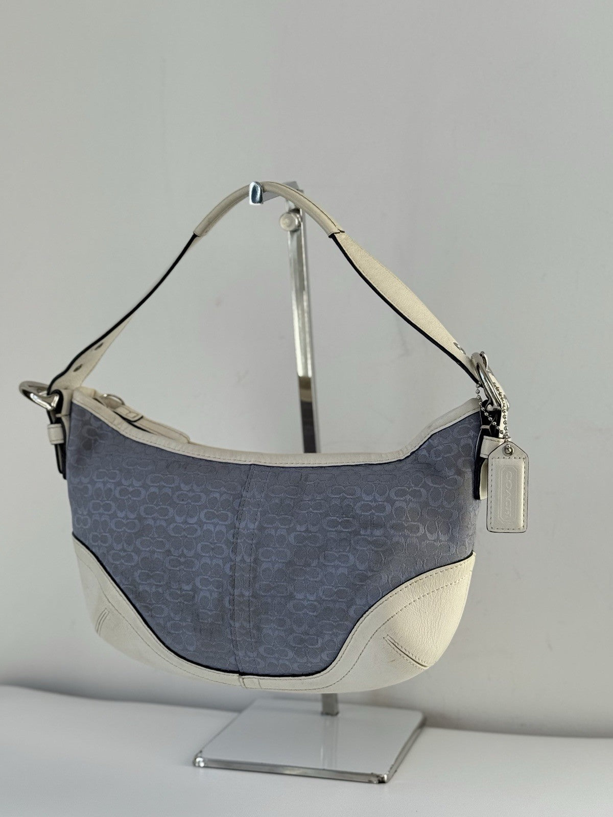 Vintage Coach Hobo Bag Blue Coach Signature Canvas Bag 00s Y2K