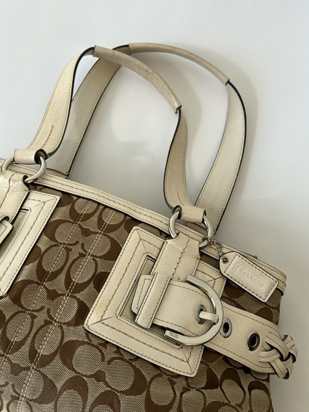 Vintage Coach Soho Bag Beige & Brown Signature Coach Handbag 00s Y2K