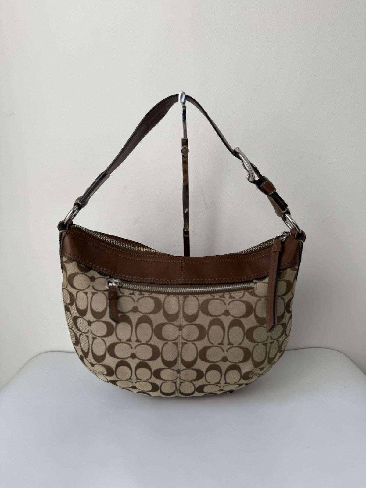 Vintage Coach Soho Pleated Bag Brown Signature Coach Hobo Bag  00s Y2K