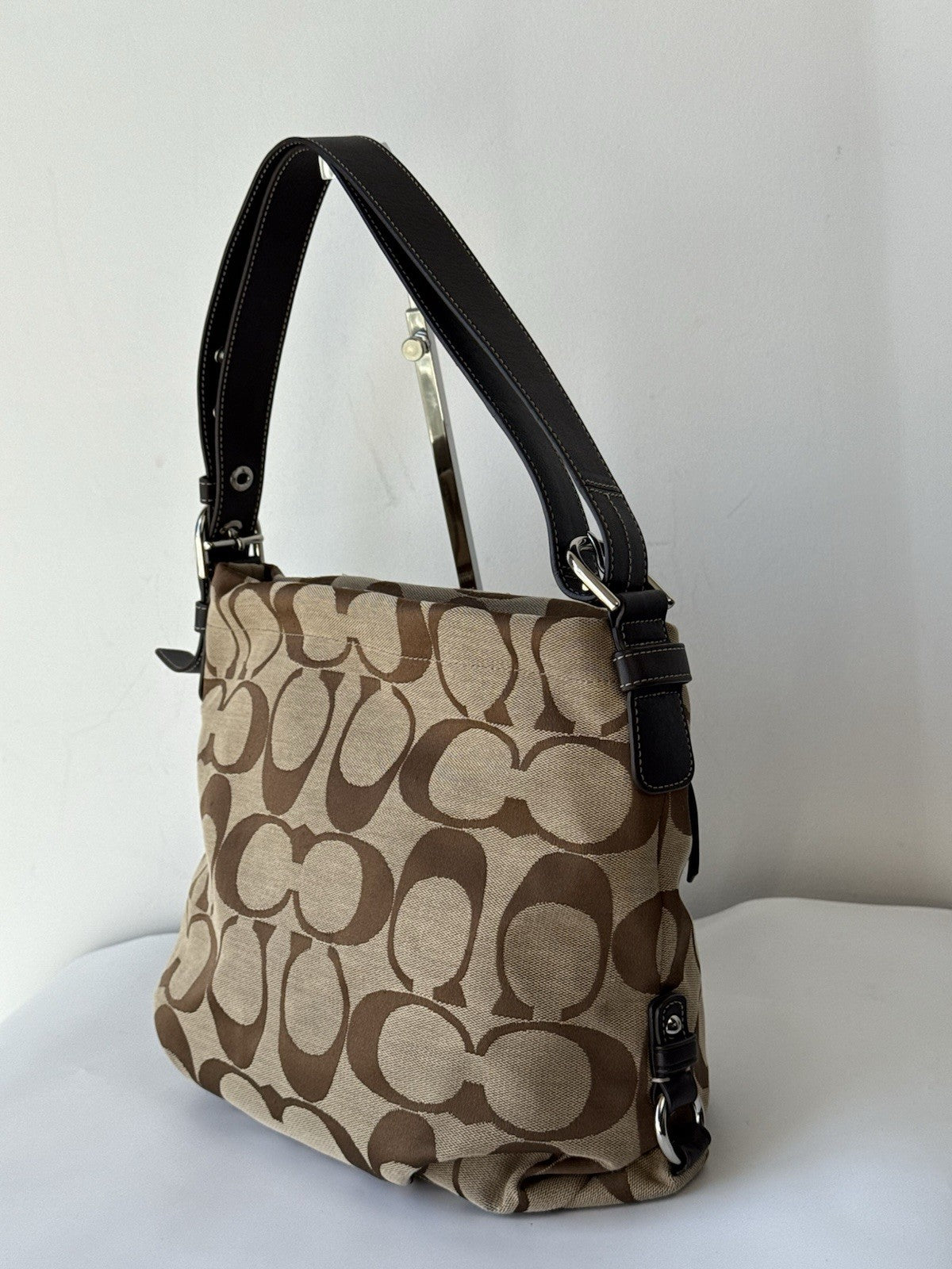 Vintage Coach Hobo Bag Brown & Beige Signature Crossbody Bag 00s Y2K