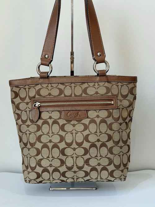 Vintage Coach Bag Brown & Tan Penelope Signature Tote Bag 00s Y2K Handbag
