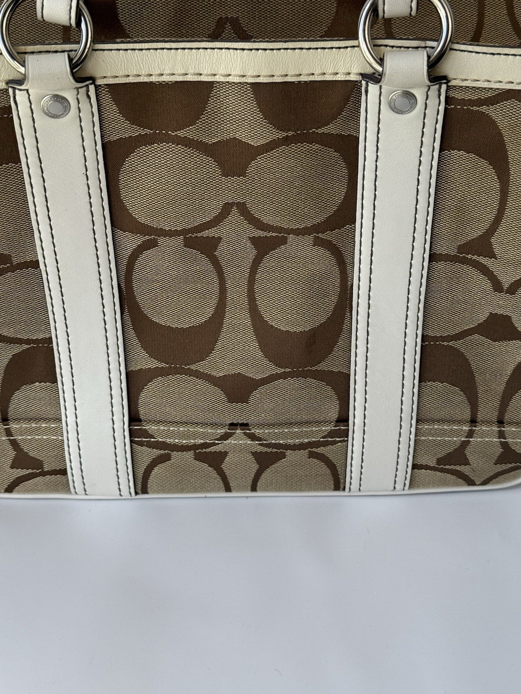 Vintage Coach Tote Bag Khaki/Beige Signature Coach Handbag 00s Y2K