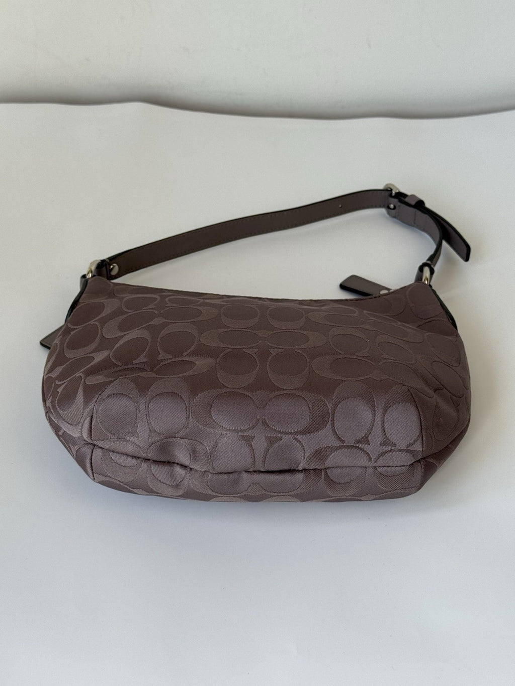 Vintage Coach Kristin Opt Art Handbag Grey/Purple Signature Pouch Bag 00s Y2K