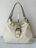 Vintage Coach Soho Lynn Hobo Bag In White & Gold Leather 00s Y2K Shoulder Bag
