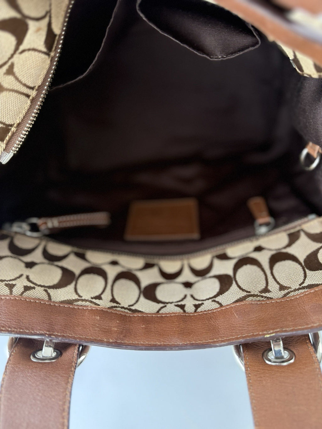 Vintage Coach Carryall Tote Bag Brown Signature Handbag 00s Y2K Bag