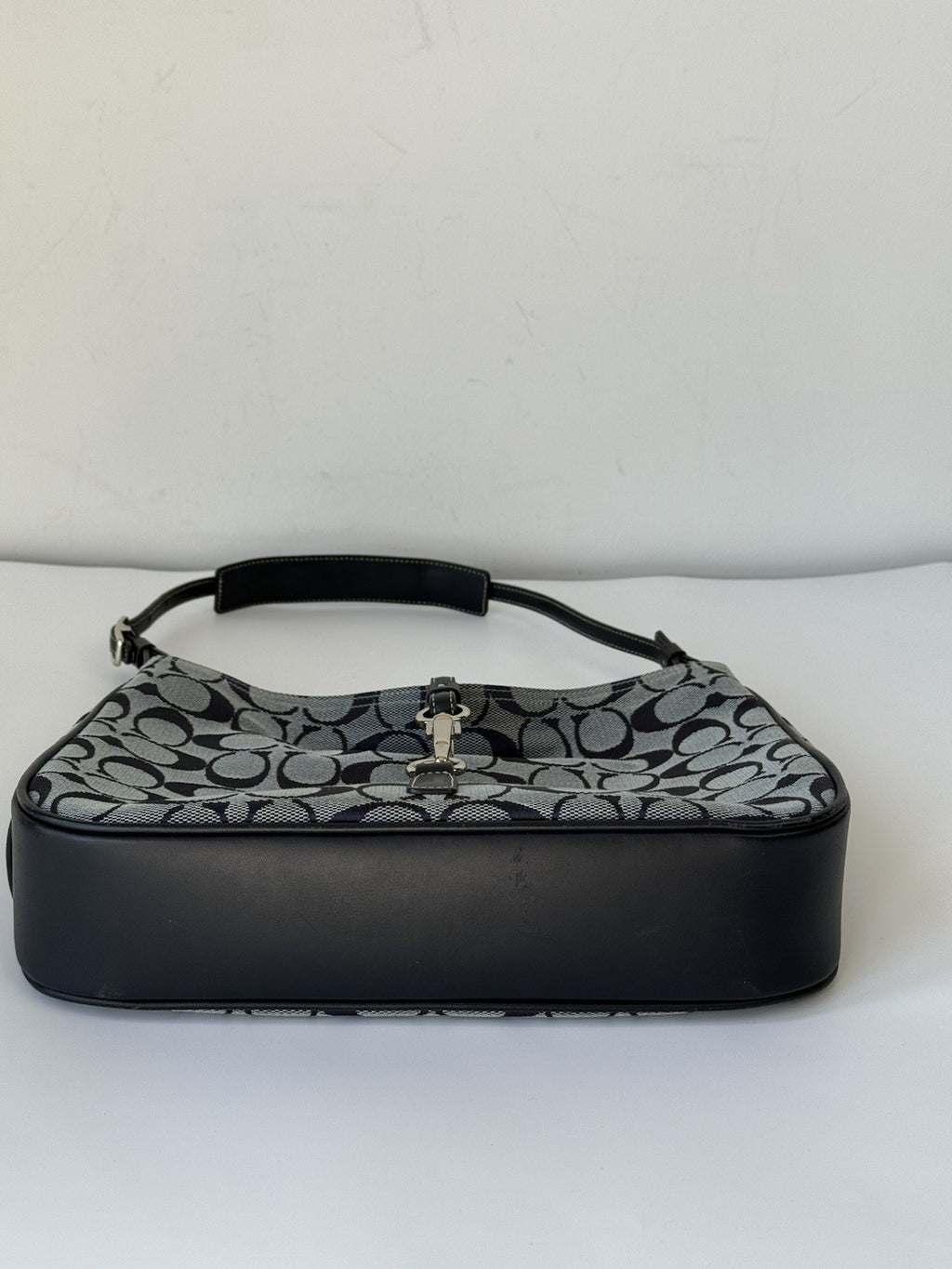 Vintage Coach Hampton Bag Blue & Black Signature Coach Shoulder Bag 00s Y2K